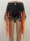 Cowboy shorts with colorful ribbon and tassels