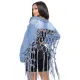 Back Mesh Tassel Denim Coat