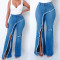 Sexy jeans with split edges