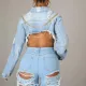 Short frayed denim jacket