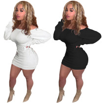 Off shoulder sexy hip wrap dress