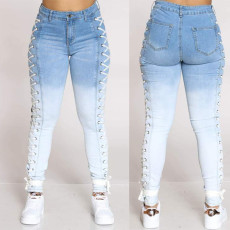 Sexy elastic jeans with straps