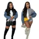 Denim panel+knitted sweater