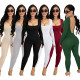Deep V back long sleeve yoga fitness jumpsuit