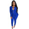 Stiff ruffle long sleeve zipper top and trousers suit
