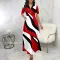 Sexy and fashionable digital printing round neck middle sleeve dress