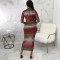 Sexy and fashionable digital printing long-sleeved dress