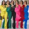 Spring and summer short-sleeved zippered top flared pants suit S-4XL two-piece set
