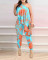 New spring and summer floating edge printed jumpsuit