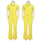 Spring and summer short-sleeved zippered top flared pants suit S-4XL two-piece set