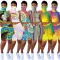 Printed veil short-sleeved top sports shorts set two-piece
