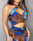 Two piece printed vest skirt set