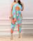 New spring and summer floating edge printed jumpsuit