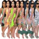 Sexy backless printed jumpsuit
