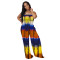 Location-based tie-dyed printed tie rope wrapped chest wide leg jumpsuit nightclub