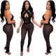 Sexy backless top, pencil pants, beaded suit