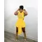 Embroidered hooded vest shorts two-piece suit