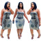 Large women's casual summer printed dress