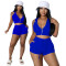 Hooded zip vest shorts two-piece set