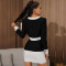 Button long sleeve buttock skirt two-piece suit