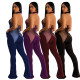 Mesh panel sexy wide leg pants jumpsuit