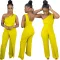 Solid color sleeveless zippered wide leg jumpsuit