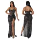 Sexy split sequin party sling long dress