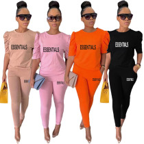 Fashion solid color with pocket 5/4 sleeve 4 color casual suit