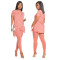 Solid color pleated leisure two piece set