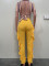 Fashion trend solid color pants with wooden ear edge