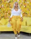 Fashion trend solid color pants with wooden ear edge