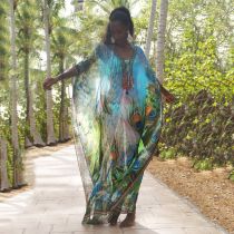 Printed peacock holiday bikini blouse
