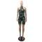 Fashion camouflage printed zippered one-piece shorts