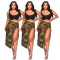 Fashion personality camouflage pocket split skirt (skirt only)
