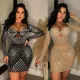 Mesh ironing long-sleeved short skirt dress