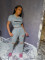 Casual popular two-piece letter-printed torn pants