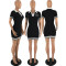Fashion sexy new V-neck embroidered short sleeve dress