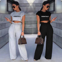 Popular letter printing sleeveless two-piece set