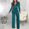Sexy V-neck high elastic gold and silver silk women's jumpsuit