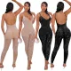 Sexy gauze perspective ironing sleeveless trousers jumpsuit