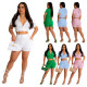 Hooded zip short sleeve jacket shorts suit