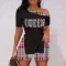 Large sexy fashion print diagonal shoulder suit