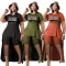 Black Leisure City Leisure Short Sleeve Print Leisure Suit Super Long Hem