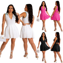 Offset POLO neck zip pleated sports dress