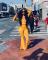 Hot selling yellow one-shoulder flare pants suit