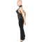 Fashion gauze hanging neck open back strapping jumpsuit