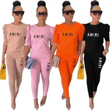Fashion pocket 5/4 sleeve casual suit