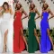Sexy suspender sequin split tail evening dress