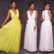 V-neck solid color dress large swing skirt