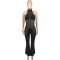 Fashion gauze hanging neck open back strapping jumpsuit